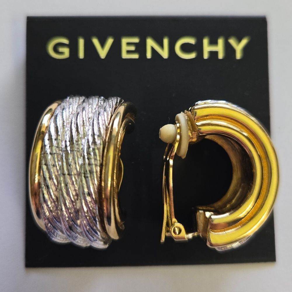 Givenchy Half Hoop Two Tone Clip Earrings. Excellent Condition. Authentic!
